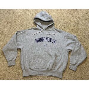 Washington Huskies Vintage Nike Gray Fleece Hoodie Sweatshirt Size Large Y2K VTG